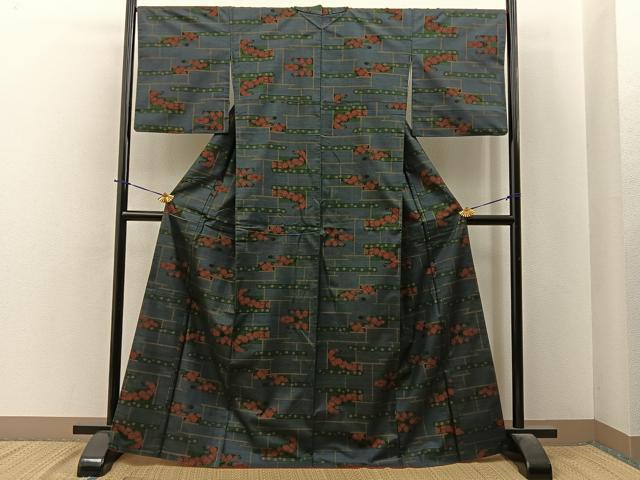 平和屋着物●本場大島紬　7マルキ　エ霞花文　正絹　逸品　BAAY3963hj