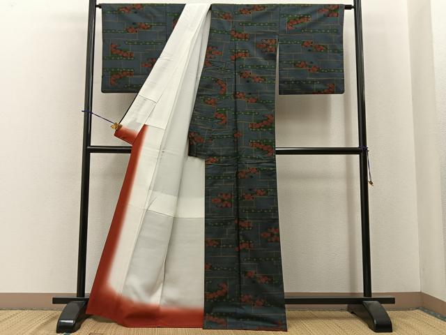 平和屋着物●本場大島紬　7マルキ　エ霞花文　正絹　逸品　BAAY3963hj