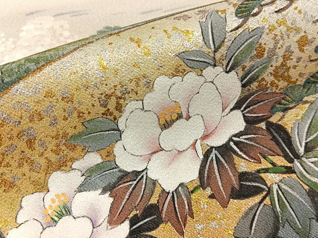 平和屋着物■訪問着　作家物　手描き　風景花文　暈し染め　金銀彩　正絹　逸品　BAAY3964hj