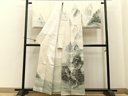 平和屋着物●日本画家　濡れ描き友禅作家　高橋峰陵　訪問着　手描き　風景文　暈し染め　正絹　逸品　BAAY3968hj