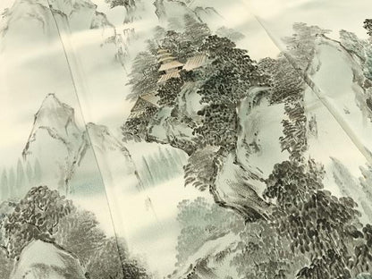 平和屋着物●日本画家　濡れ描き友禅作家　高橋峰陵　訪問着　手描き　風景文　暈し染め　正絹　逸品　BAAY3968hj