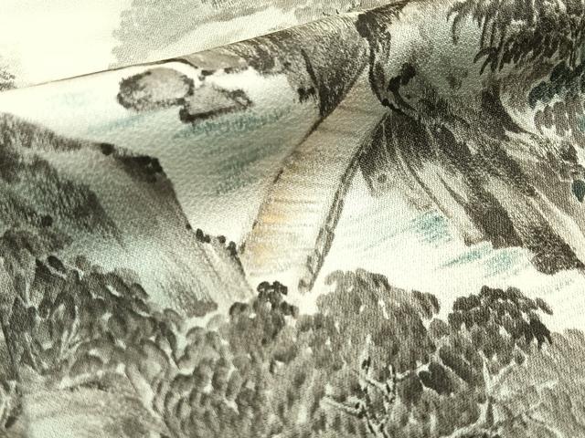 平和屋着物●日本画家　濡れ描き友禅作家　高橋峰陵　訪問着　手描き　風景文　暈し染め　正絹　逸品　BAAY3968hj