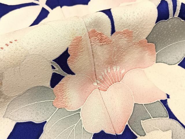 平和屋着物■訪問着　刺繍　草花文　暈し染め　黒地　ロング丈　正絹　逸品　BAAY3972hj