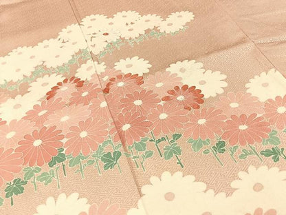平和屋着物■豪華色留袖　刺繍　菊　正絹　逸品　BAAY3973hj