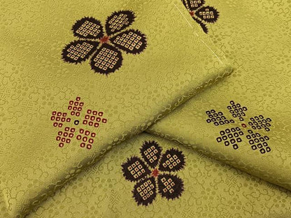 平和屋着物●長襦袢　袷　鹿の子梅文　半衿刺繍　正絹　逸品　未使用　BAAY3975hj