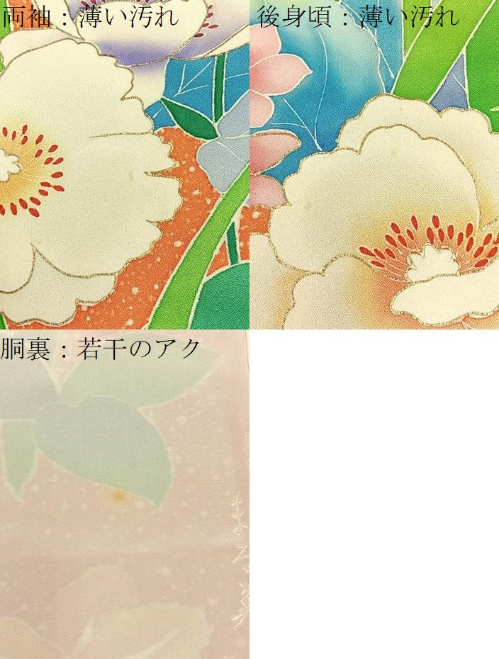 平和屋着物■豪華振袖　駒刺繍　草花文　暈し染め　金彩　正絹　逸品　BAAY3976hj