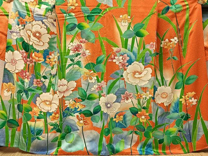 平和屋着物■豪華振袖　駒刺繍　草花文　暈し染め　金彩　正絹　逸品　BAAY3976hj