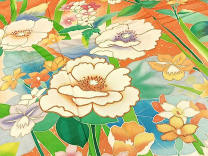 平和屋着物■豪華振袖　駒刺繍　草花文　暈し染め　金彩　正絹　逸品　BAAY3976hj