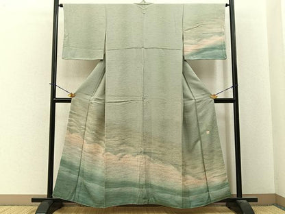 平和屋着物■訪問着　作家物　雲重ね文　暈し染め　正絹　逸品　BAAY3977hj