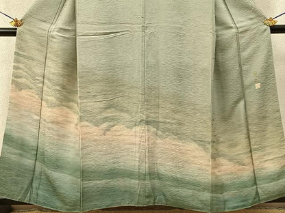 平和屋着物■訪問着　作家物　雲重ね文　暈し染め　正絹　逸品　BAAY3977hj