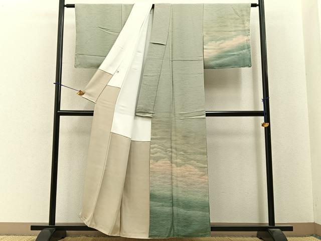 平和屋着物■訪問着　作家物　雲重ね文　暈し染め　正絹　逸品　BAAY3977hj