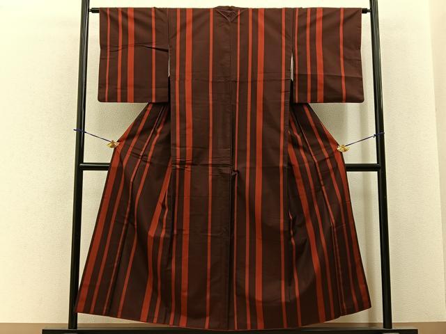 平和屋着物■本場縞大島紬　縞　正絹　逸品　BAAY3981hj
