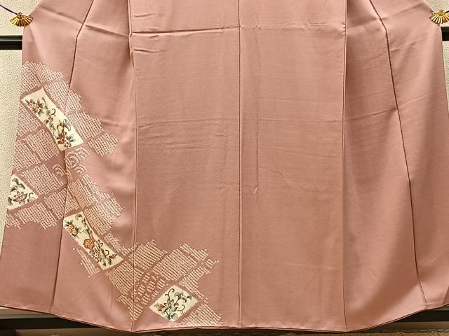 平和屋着物■訪問着　手描き　絞り　更紗花唐草文　正絹　逸品　BAAY3984hj