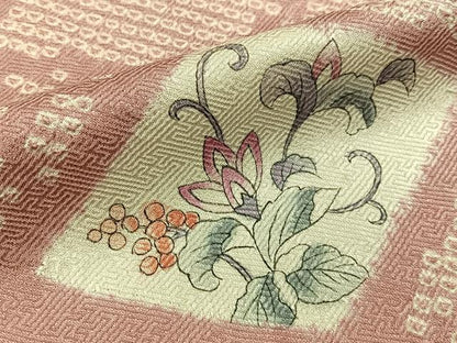 平和屋着物■訪問着　手描き　絞り　更紗花唐草文　正絹　逸品　BAAY3984hj