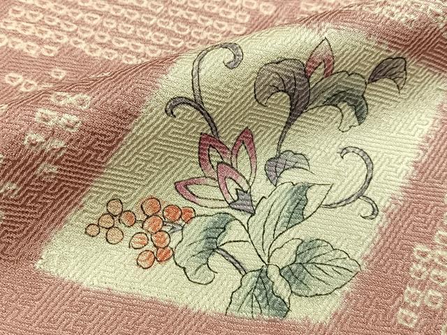平和屋着物■訪問着　手描き　絞り　更紗花唐草文　正絹　逸品　BAAY3984hj
