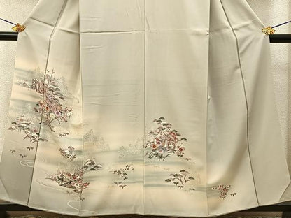 平和屋着物■訪問着　松竹梅　御所車花文　暈し染め　金銀彩　正絹　逸品　BAAY3985hj