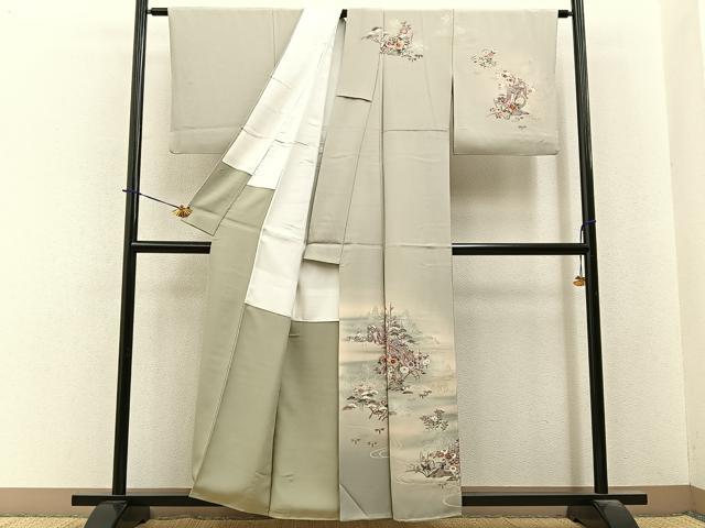 平和屋着物■訪問着　松竹梅　御所車花文　暈し染め　金銀彩　正絹　逸品　BAAY3985hj
