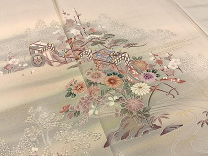 平和屋着物■訪問着　松竹梅　御所車花文　暈し染め　金銀彩　正絹　逸品　BAAY3985hj