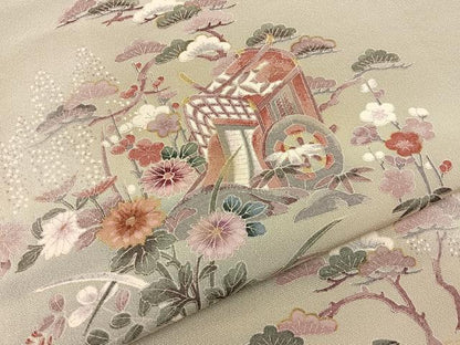 平和屋着物■訪問着　松竹梅　御所車花文　暈し染め　金銀彩　正絹　逸品　BAAY3985hj