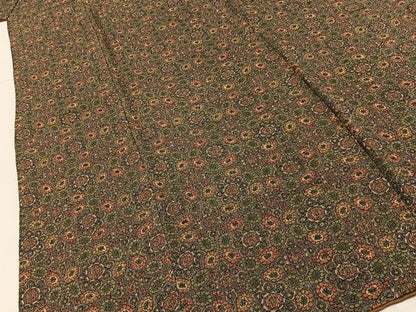 平和屋着物■上質な小紋　正倉院花文　鬼しぼ縮緬　ゑり正扱い　正絹　逸品　BAAY3986hj