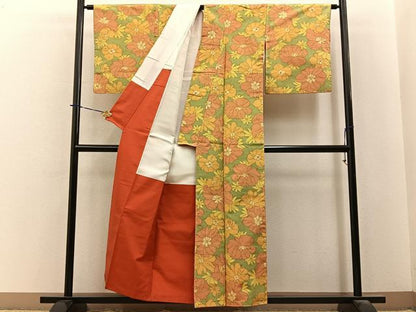 平和屋着物■上質な紬　花尽くし　正絹　逸品　BAAY3989hj