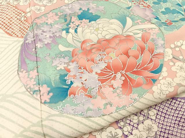 平和屋着物■豪華振袖　駒刺繍　道長花丸文　銀彩　正絹　逸品　未使用　BAAY3995hj