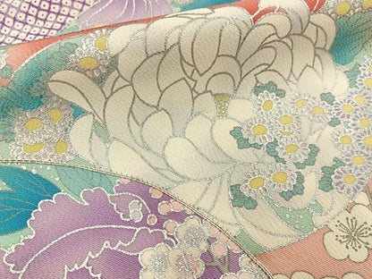 平和屋着物■豪華振袖　駒刺繍　道長花丸文　銀彩　正絹　逸品　未使用　BAAY3995hj