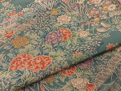 平和屋着物■上質な小紋　流水花鳥文　ロング丈　正絹　逸品　BAAY3999hj