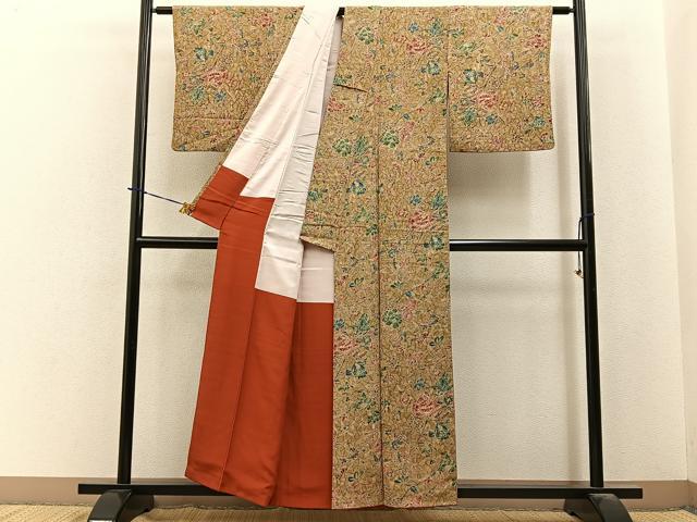 平和屋着物■上質な小紋　鳳凰更紗花文　正絹　逸品　BAAY4000hj