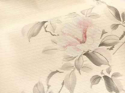 平和屋着物＊夏物　九寸名古屋帯　手描き　刺繍　草花文　銀糸　正絹　逸品　BAAY4001hv