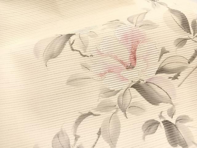 平和屋着物＊夏物　九寸名古屋帯　手描き　刺繍　草花文　銀糸　正絹　逸品　BAAY4001hv