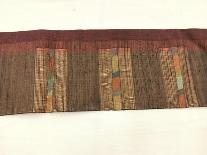 平和屋着物＊夏物　九寸名古屋帯　幾何学文様　金糸　正絹　逸品　BAAY4002hv