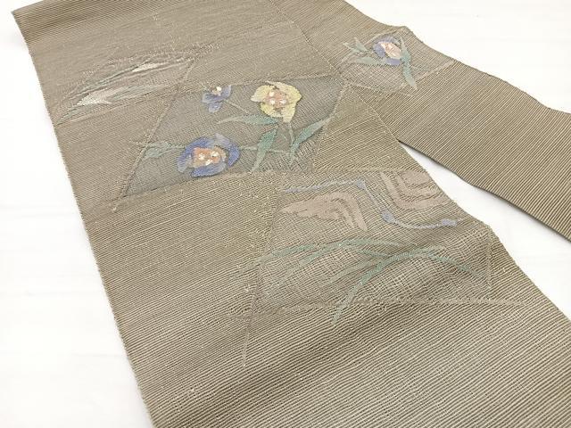 平和屋着物＊夏物　八寸名古屋帯　すくい織　枝花文　正絹　逸品　BAAY4003hv