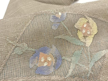 平和屋着物＊夏物　八寸名古屋帯　すくい織　枝花文　正絹　逸品　BAAY4003hv