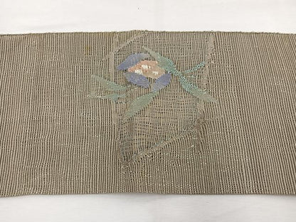 平和屋着物＊夏物　八寸名古屋帯　すくい織　枝花文　正絹　逸品　BAAY4003hv