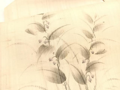 平和屋着物＊夏物　九寸名古屋帯　作家物　手描き　紬地　枝花文　正絹　逸品　BAAY4005hv