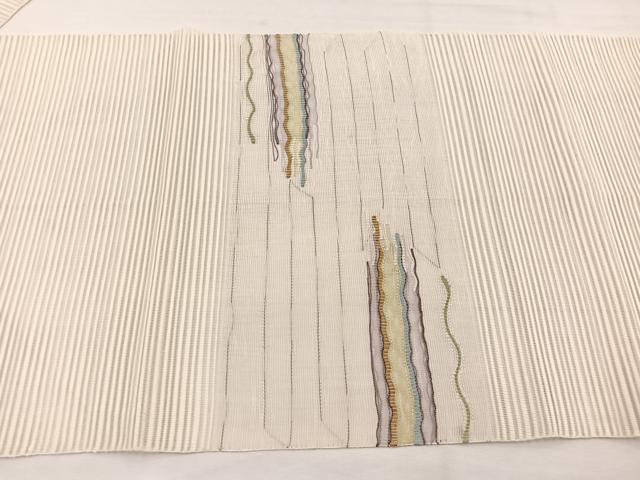 平和屋着物＊夏物　八寸名古屋帯　絽綴れ　横段文　正絹　逸品　BAAY4009hv