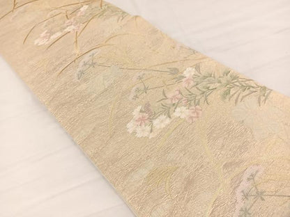 平和屋着物＊夏物　六通柄袋帯　野草の詩　金糸　正絹　逸品　未使用　BAAY4012hv