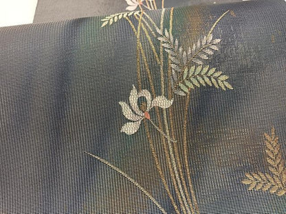 平和屋着物＊夏物　西陣　六通柄袋帯　唐織　草花文　金銀糸　証紙付き　正絹　逸品　BAAY4016hv
