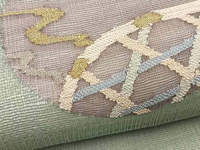 平和屋着物＊夏物　太鼓柄袋帯　すくい織　流水花丸文　金銀糸　正絹　逸品　BAAY4020hv