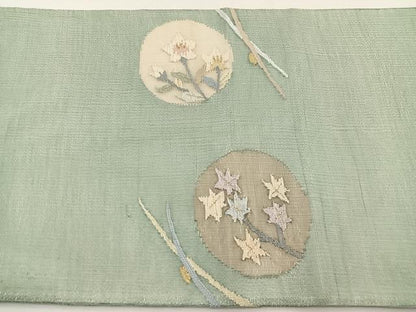 平和屋着物＊夏物　太鼓柄袋帯　すくい織　流水花丸文　金銀糸　正絹　逸品　BAAY4020hv