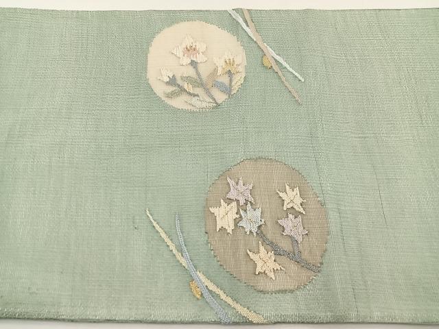 平和屋着物＊夏物　太鼓柄袋帯　すくい織　流水花丸文　金銀糸　正絹　逸品　BAAY4020hv