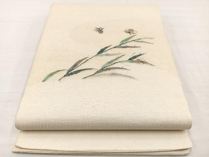 平和屋着物＊夏物　太鼓柄袋帯　すくい織　夏虫草葉文　正絹　逸品　BAAY4021hv