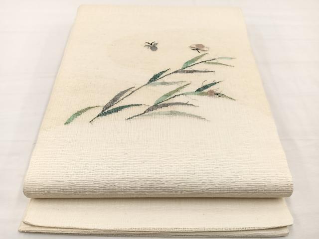 平和屋着物＊夏物　太鼓柄袋帯　すくい織　夏虫草葉文　正絹　逸品　BAAY4021hv