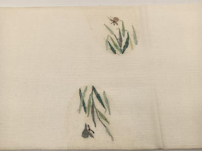 平和屋着物＊夏物　太鼓柄袋帯　すくい織　夏虫草葉文　正絹　逸品　BAAY4021hv