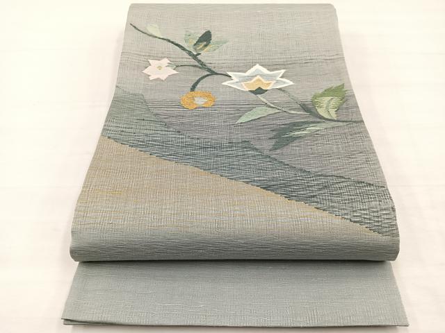 平和屋着物＊夏物　太鼓柄袋帯　すくい織　枝花文　金糸　正絹　逸品　BAAY4023hv