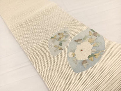 平和屋着物＊夏物　太鼓柄袋帯　絽綴れ　牡丹　金銀糸　正絹　逸品　BAAY4024hv