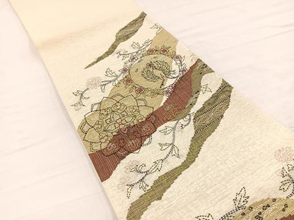 平和屋着物＊夏物　太鼓柄袋帯　刺し子　鳳凰更紗花文　正絹　逸品　BAAY4029hv