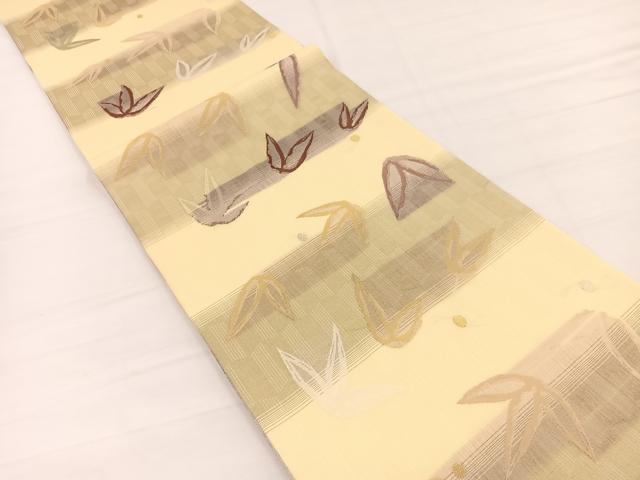 平和屋着物＊夏物　六通柄袋帯　笹竹文　金銀糸　さが美扱い　正絹　逸品　BAAY4035hv
