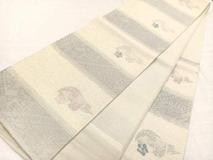 平和屋着物＊夏物　六通柄袋帯　唐織　鳳凰花文　銀糸　正絹　逸品　BAAY4036hv